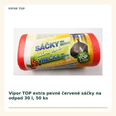 Vipor TOP extra pevné červené sáčky na odpad 30 l, 50 ks