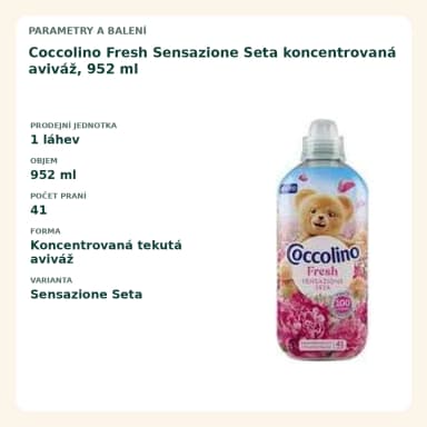 Coccolino Fresh Sensazione Seta koncentrovaná aviváž, 952 ml