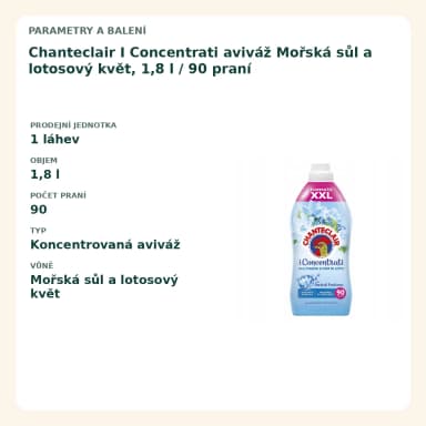 Chanteclair I Concentrati aviváž Mořská soľ a lotosový květ, 1,8 l / 90 praní