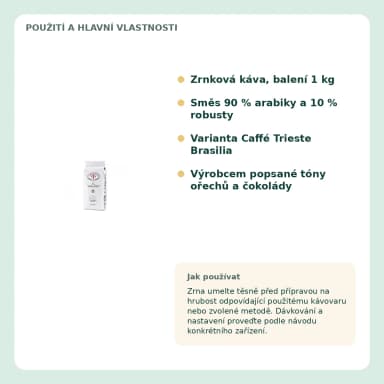 Caffé Trieste Brasilia zrnková káva, 1 kg
