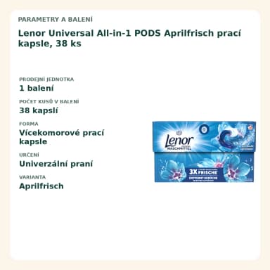 Lenor Universal All-in-1 PODS Aprilfrisch prací kapsle, 38 ks