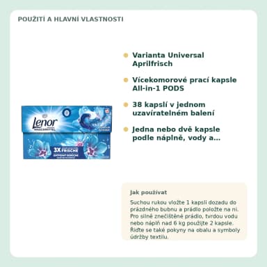 Lenor Universal All-in-1 PODS Aprilfrisch prací kapsle, 38 ks