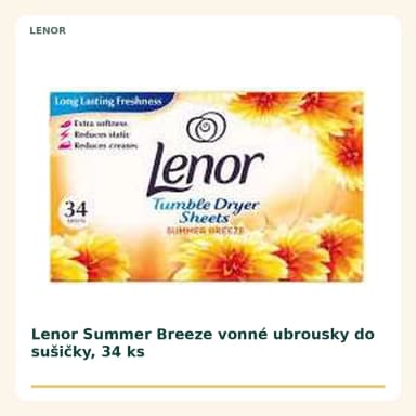 Lenor Summer Breeze vonné obrúsky do sušičky, 34 ks