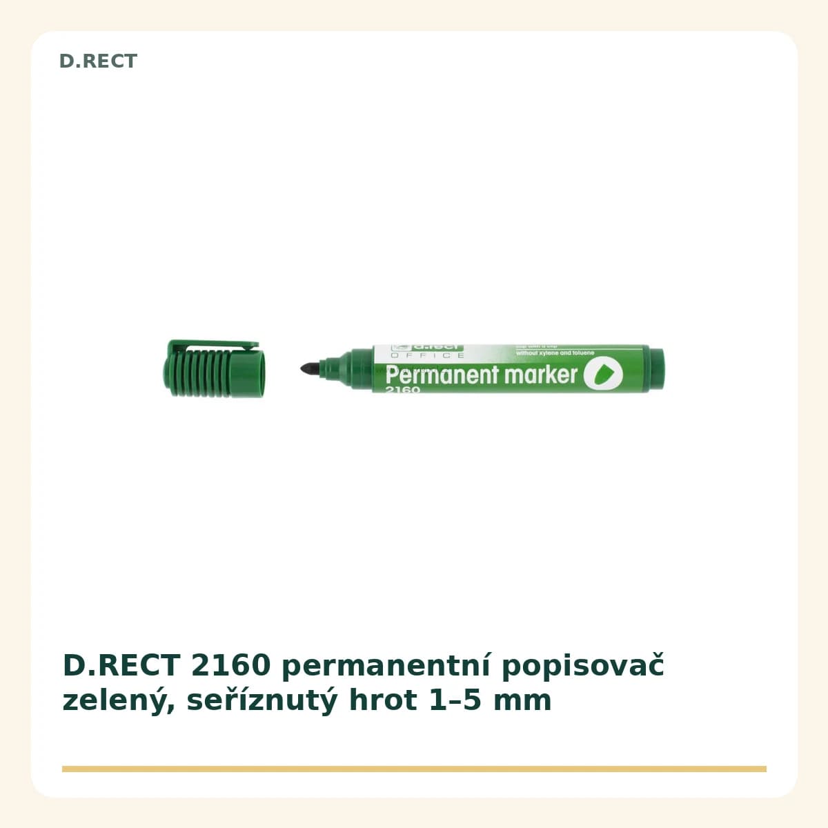 D.RECT 2160 permanentní popisovač zelený, seříznutý hrot 1 až 5 mm