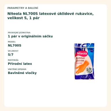 Niteola NL700S latexové úklidové rukavice, velikost S, 1 pár
