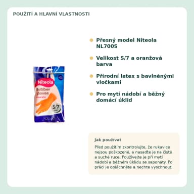 Niteola NL700S latexové úklidové rukavice, velikost S, 1 pár