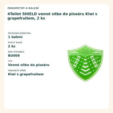 4Toilet SHIELD vonné sítko do pisoáru Kiwi s grapefruitem, 2 ks