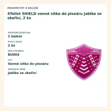 4Toilet SHIELD vonné sítko do pisoáru Jablko se škoricou, 2 ks