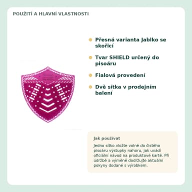 4Toilet SHIELD vonné sítko do pisoáru Jablko se škoricou, 2 ks