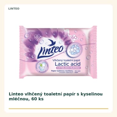 Linteo vlhčený toaletní papír s kyselinou mléčnou, 60 ks