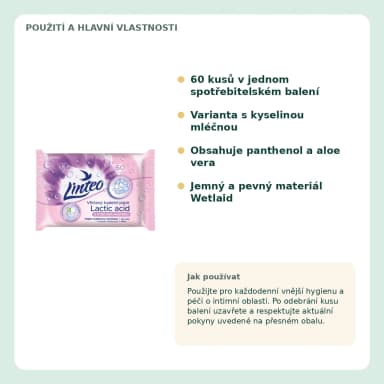 Linteo vlhčený toaletní papír s kyselinou mléčnou, 60 ks