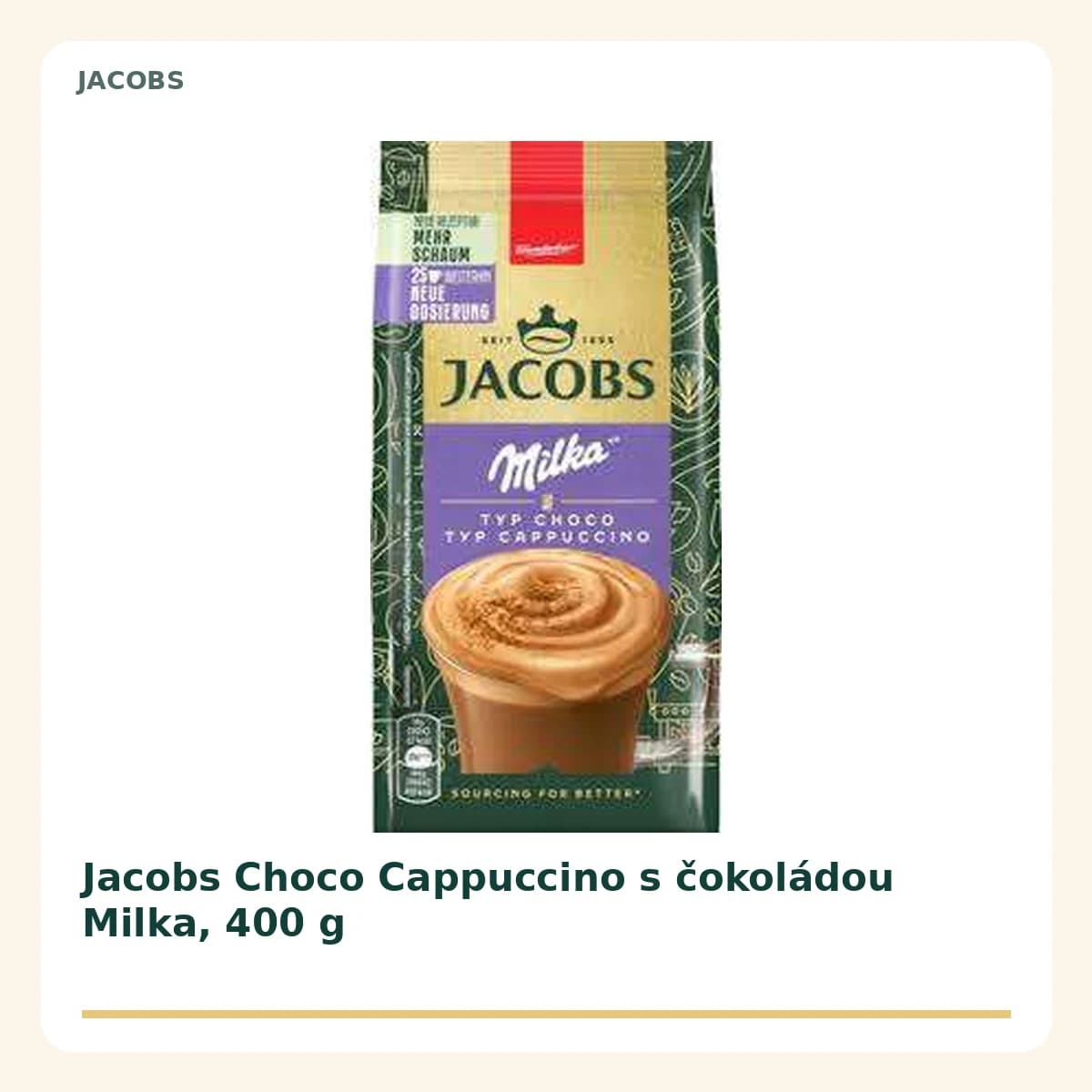 Jacobs Choco Cappuccino s čokoládou Milka, 400 g