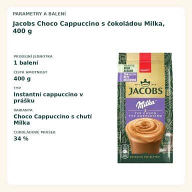 Jacobs Choco Cappuccino s čokoládou Milka, 400 g