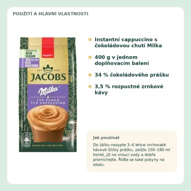Jacobs Choco Cappuccino s čokoládou Milka, 400 g