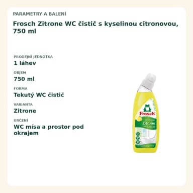 Frosch Zitrone WC čistič s kyselinou citronovou, 750 ml