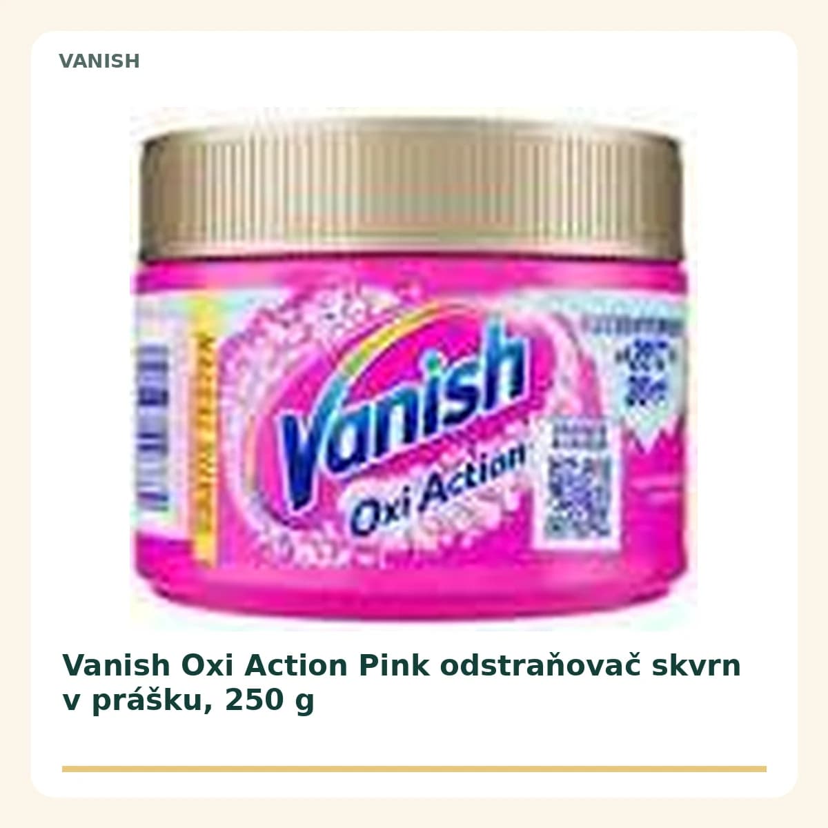 Vanish Oxi Action Pink odstraňovač skvrn v prášku, 250 g