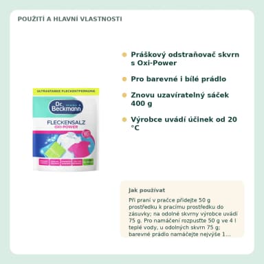 Dr. Beckmann Fleckensalz Oxi-Power odstraňovač skvrn, 400 g