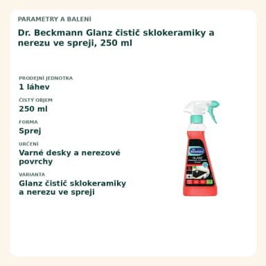 Dr. Beckmann Glanz čistič sklokeramiky a nerezu ve spreji, 250 ml