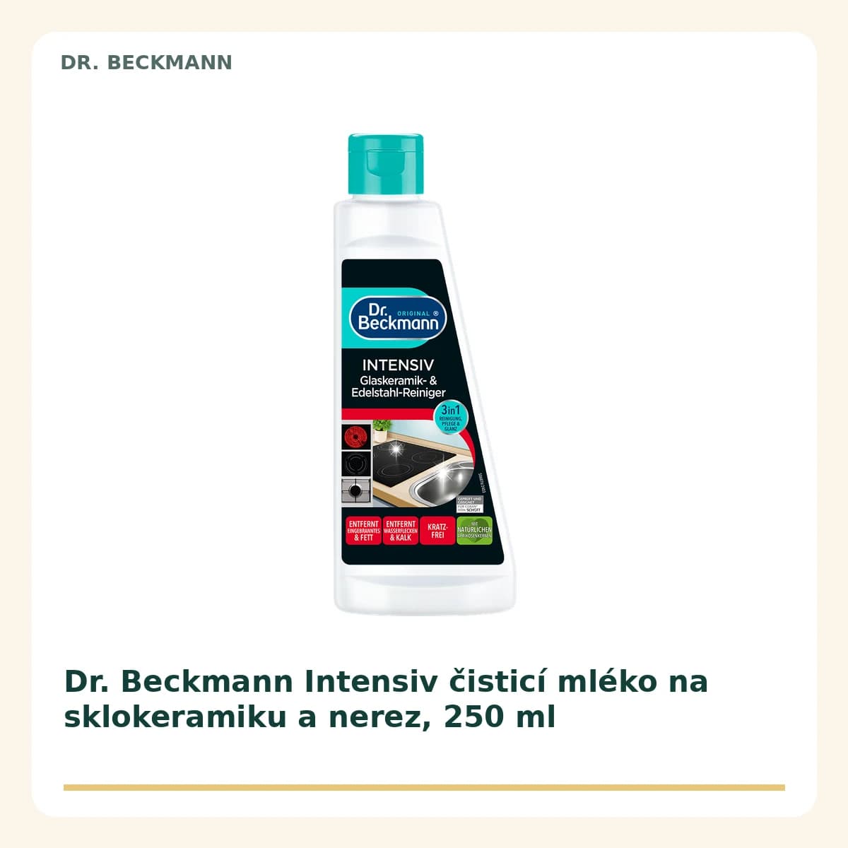 Dr. Beckmann Intensiv čistiace mléko na sklokeramiku a nerez, 250 ml