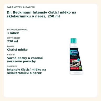 Dr. Beckmann Intensiv čistiace mléko na sklokeramiku a nerez, 250 ml