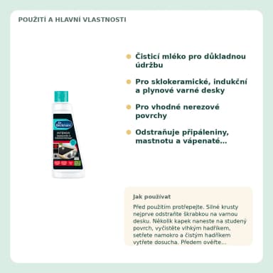 Dr. Beckmann Intensiv čistiace mléko na sklokeramiku a nerez, 250 ml