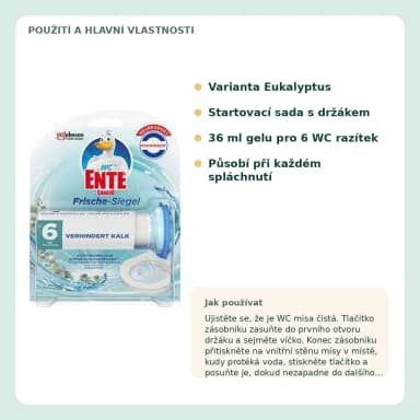 WC-Ente Frische-Siegel Eukalyptus gelová razítka do WC, 36 ml