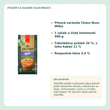 Jacobs Cappuccino Choco Nuss Milka čokoládovo-oříškový nápoj, 400 g