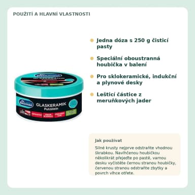 Dr. Beckmann Glaskeramik Putzstein čistiace pasta s houbičkou, 250 g