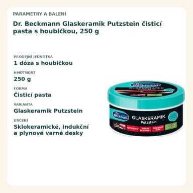 Dr. Beckmann Glaskeramik Putzstein čistiace pasta s houbičkou, 250 g