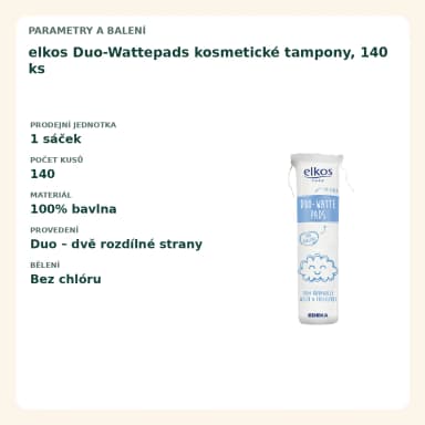 elkos Duo-Wattepads kosmetické tampony, 140 ks