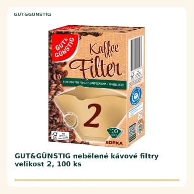 GUT&GÜNSTIG nebělené kávové filtry velikost 2, 100 ks
