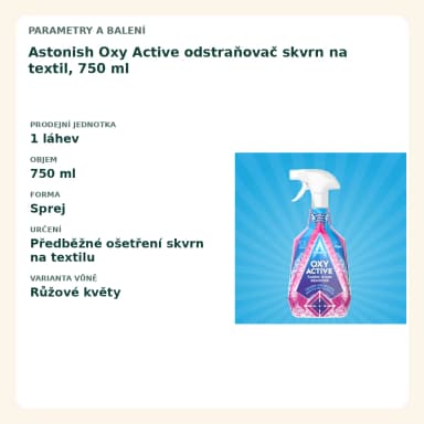 Astonish Oxy Active odstraňovač skvrn na textil, 750 ml