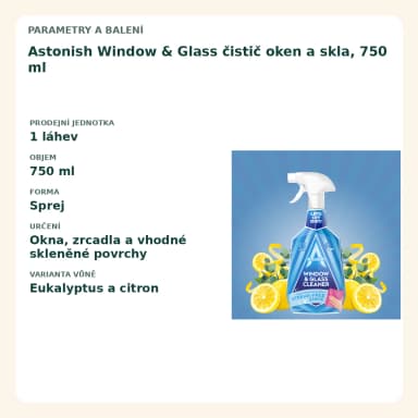 Astonish Window & Glass čistič oken a skla, 750 ml