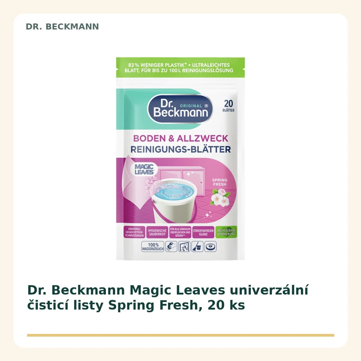 Dr. Beckmann Magic Leaves univerzální čisticí listy Spring Fresh, 20 ks