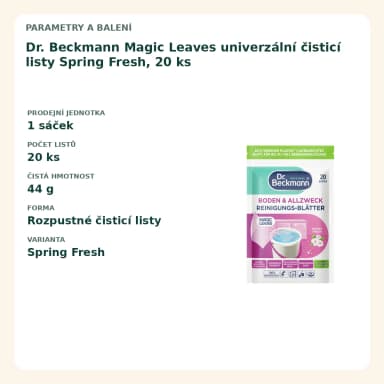 Dr. Beckmann Magic Leaves univerzální čisticí listy Spring Fresh, 20 ks