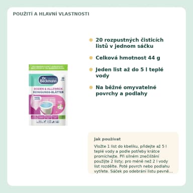 Dr. Beckmann Magic Leaves univerzální čisticí listy Spring Fresh, 20 ks