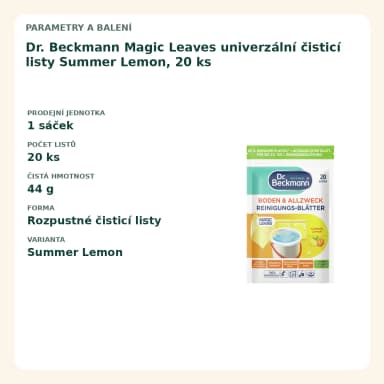 Dr. Beckmann Magic Leaves univerzální čisticí listy Summer Lemon, 20 ks