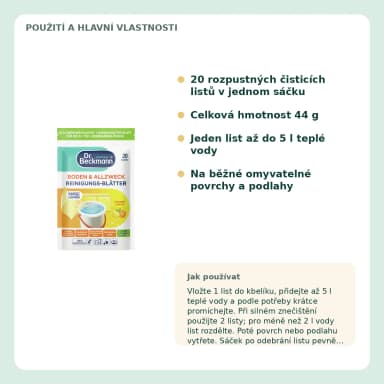 Dr. Beckmann Magic Leaves univerzální čisticí listy Summer Lemon, 20 ks