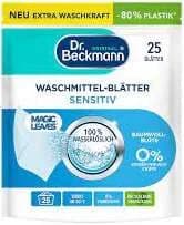 DR BECKMANN MAGIC LEAVES 25szt SENSITIV DE - DETERGENT DO PRANIA W LISTKACH