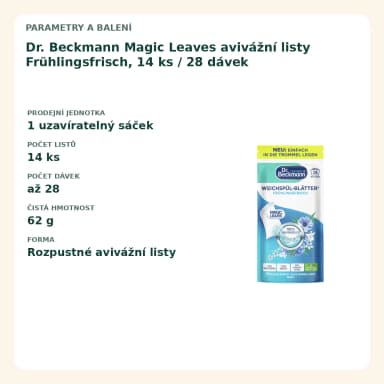 Dr. Beckmann Magic Leaves avivážní listy Frühlingsfrisch, 14 ks / 28 dávek