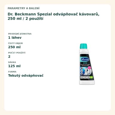 Dr. Beckmann Spezial odvápňovač kávovarů, 250 ml / 2 použití