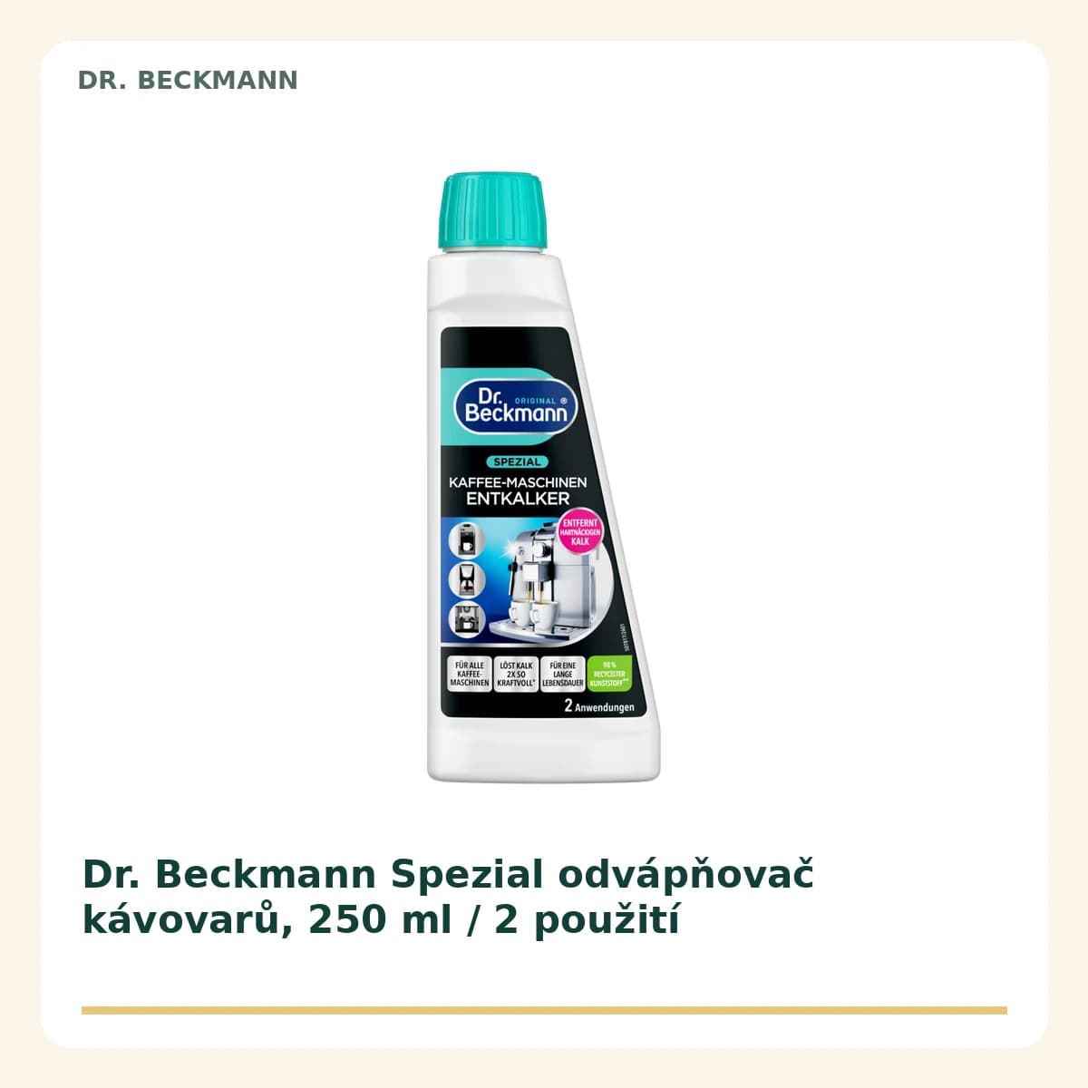 Dr. Beckmann Spezial odvápňovač kávovarů, 250 ml / 2 použití