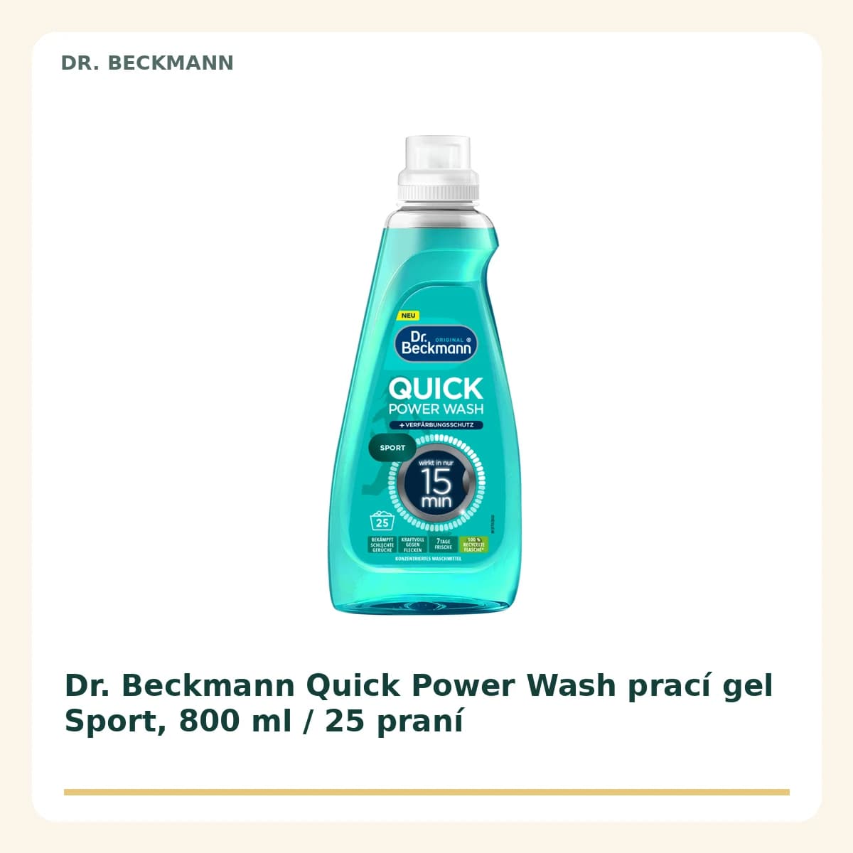 Dr. Beckmann Quick Power Wash prací gel Sport, 800 ml / 25 praní