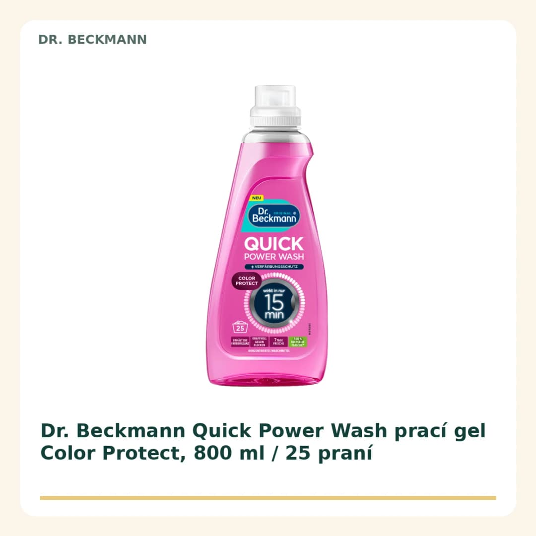Dr. Beckmann Quick Power Wash prací gel Color Protect, 800 ml / 25 praní
