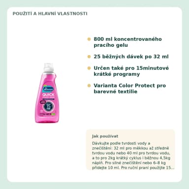 Dr. Beckmann Quick Power Wash prací gel Color Protect, 800 ml / 25 praní