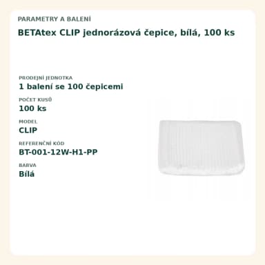 BETAtex CLIP jednorázová čepice, biela, 100 ks