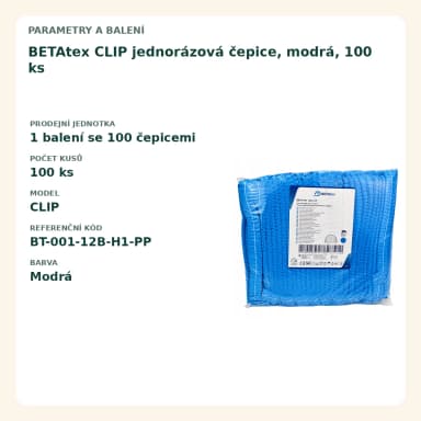 BETAtex CLIP jednorázová čepice, modrá, 100 ks