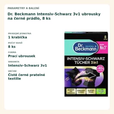 Dr. Beckmann Intensiv-Schwarz 3v1 obrúsky na černé prádlo, 8 ks
