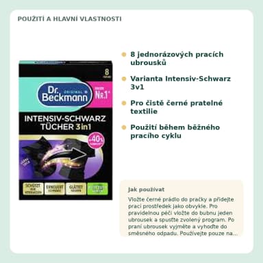 Dr. Beckmann Intensiv-Schwarz 3v1 obrúsky na černé prádlo, 8 ks