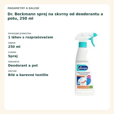 Dr. Beckmann sprej na skvrny od deodorantu a potu, 250 ml